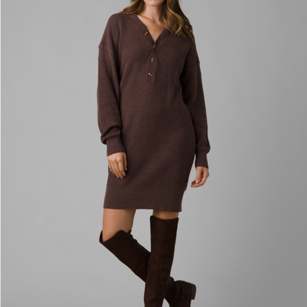 (A4C) Prana Milani Henley Brown Dress, Size‎ XS, NWT